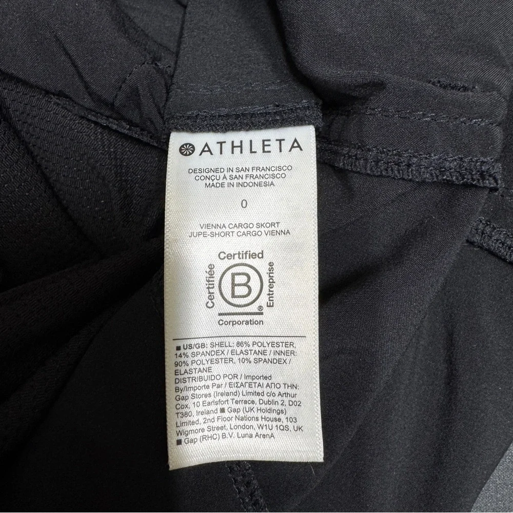 {Athleta} "Vienna Cargo Skort" Black Golf Tennis Pickleball Active Shorts Skirt - Picture 5 of 7